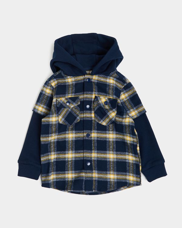 Jersey Hooded Check Shirt (6 months-4 years)