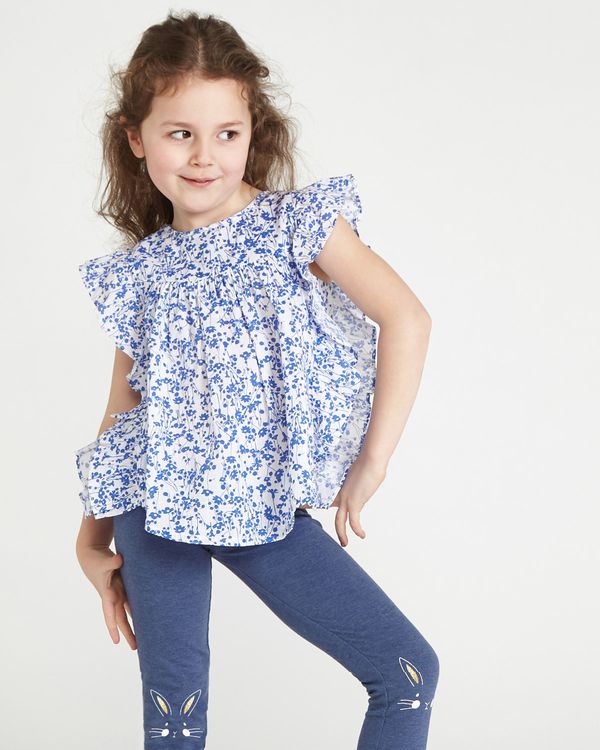Leigh Tucker Willow Sadie Print Frill Side Top