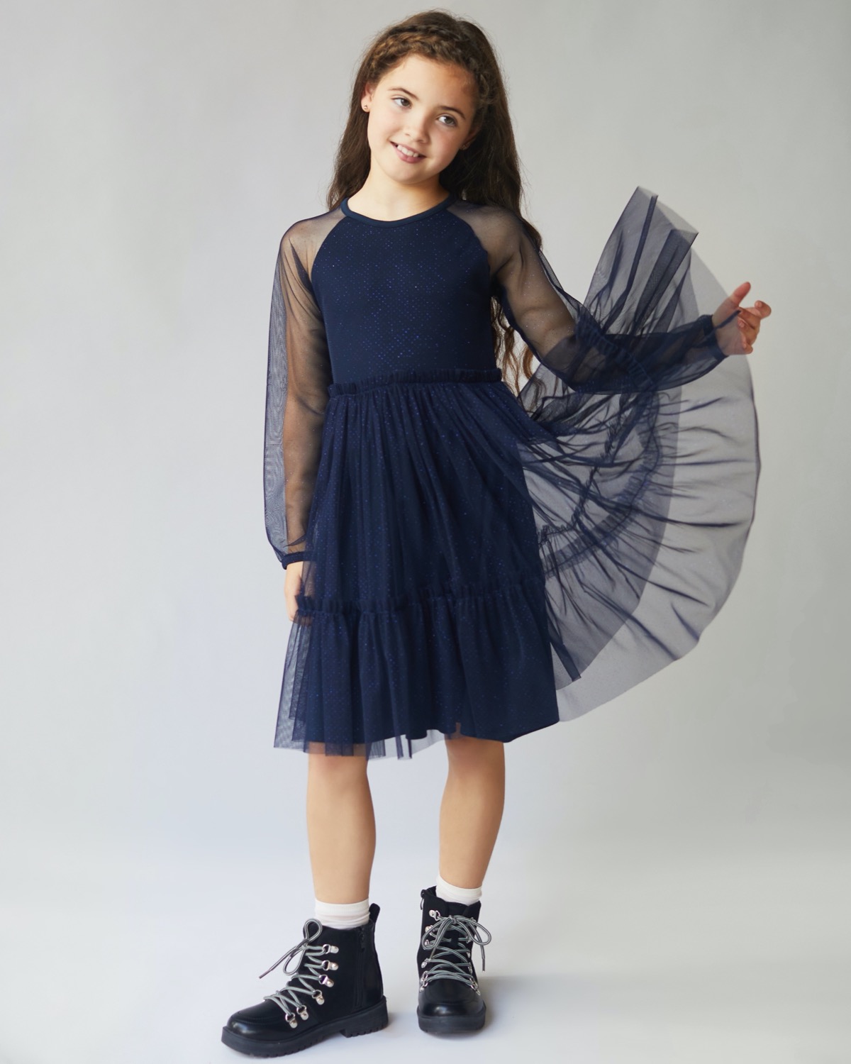 Dunnes Stores | Navy Leigh Tucker Willow Dream Dress (4-13 years)