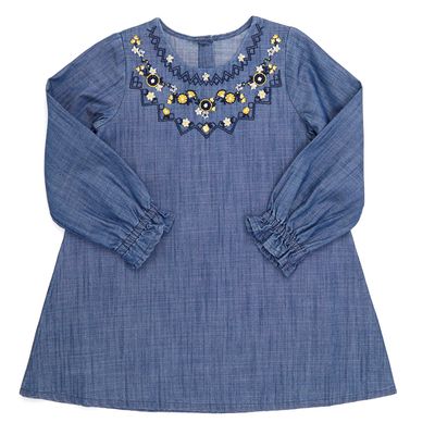 Toddler Denim Dress With Embroidery thumbnail