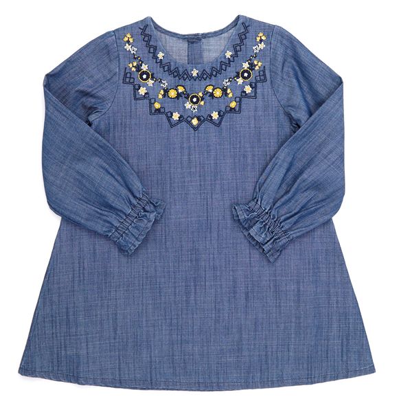 Toddler Denim Dress With Embroidery