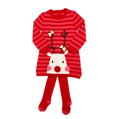 Toddler Reindeer Dress And Tights thumbnail
