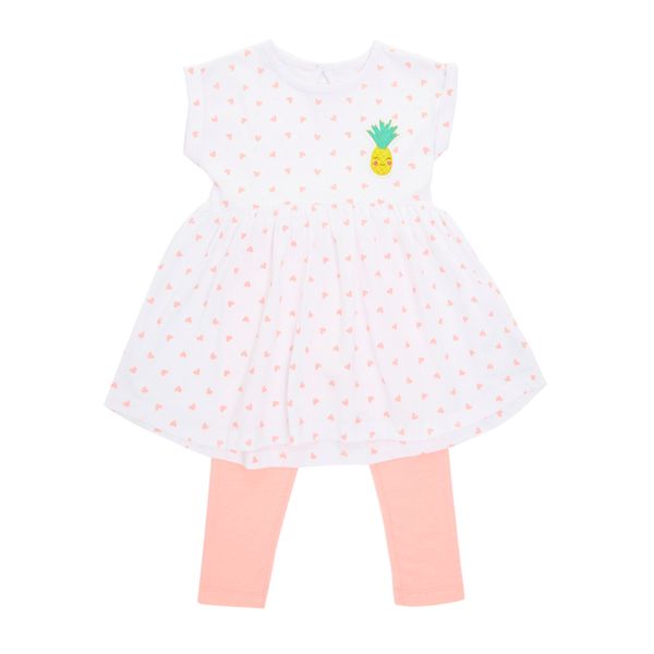 Toddler Applique Front Dress And Leggings Set