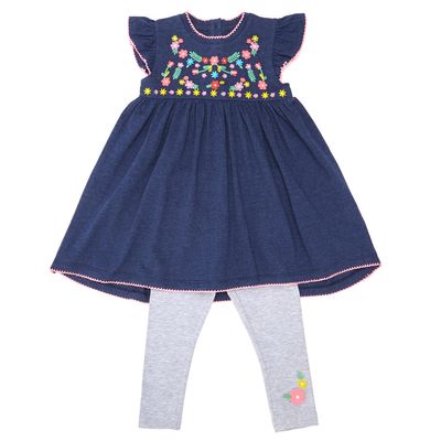 Toddler Embroidered Dress And Leggings Set thumbnail