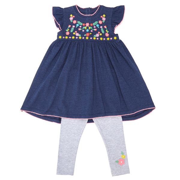 Toddler Embroidered Dress And Leggings Set