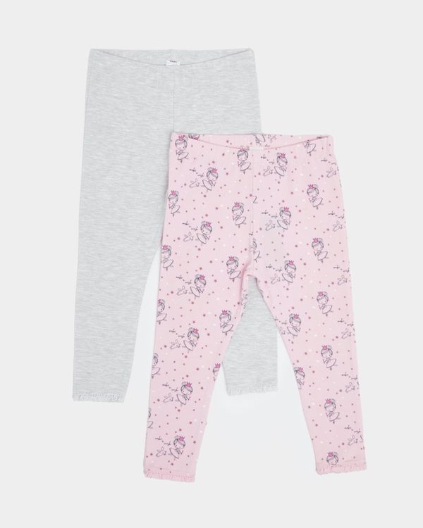 Fairy Print Lace Trimmed Leggings - Pack Of 2 (6 months-4 years)