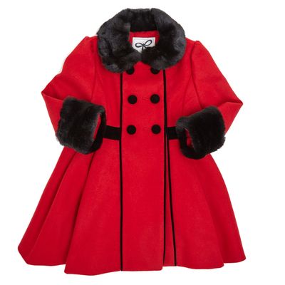 Toddler Red Coat With Faux Fur Trims thumbnail