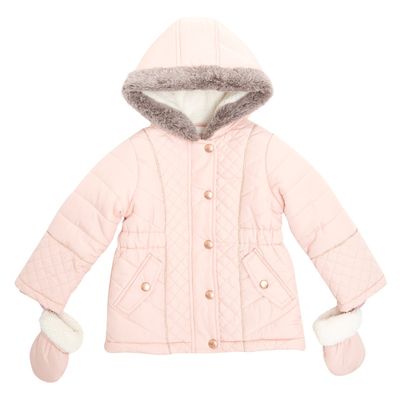 Toddler Quilted Jacket With Faux Fur Trims thumbnail