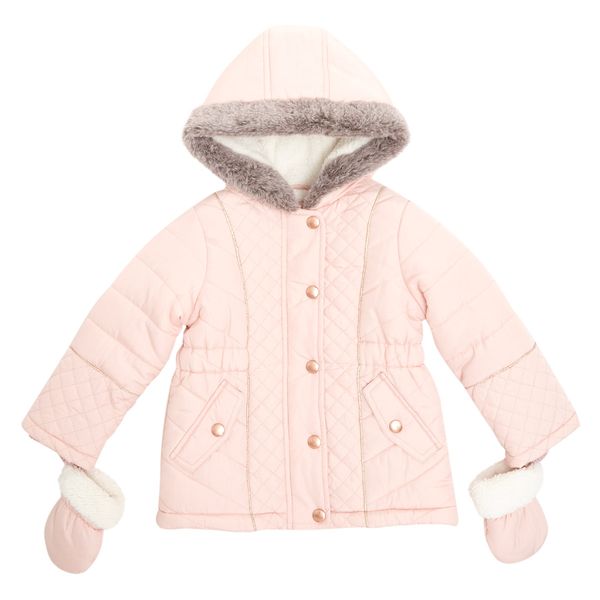 Toddler Quilted Jacket With Faux Fur Trims