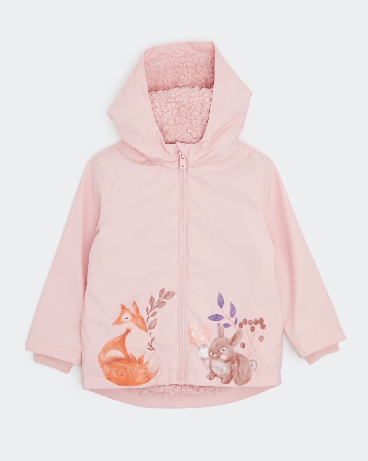 Dunnes Stores | Baby-pink PU Borg Jacket (12 months-6 years)