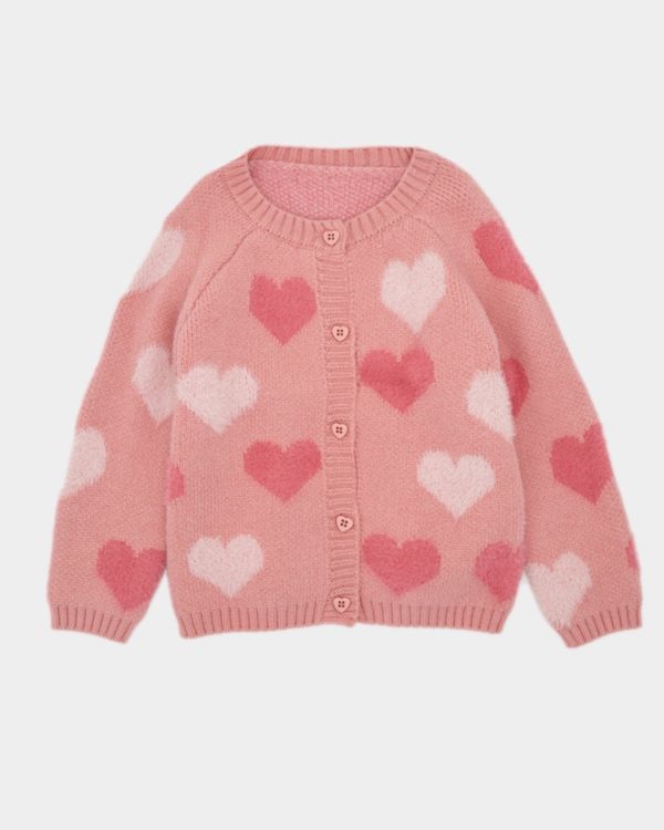 Dunnes Stores | Pink Heart Cardigan (6 months-4 years)