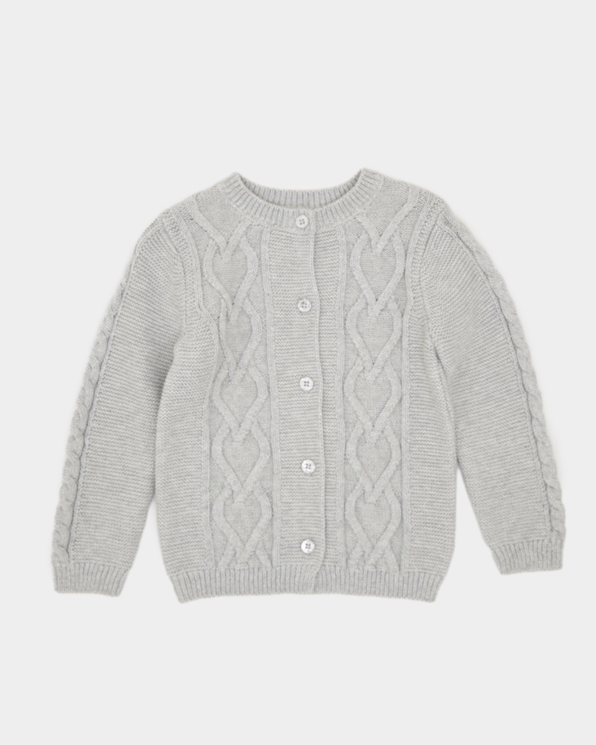Dunnes Stores | Silver Lurex Cable Cardigan (6 months-4 years)