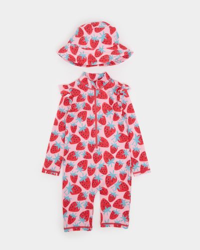 Strawberry Unitard With Bucket Hat (6 months-6 years) thumbnail