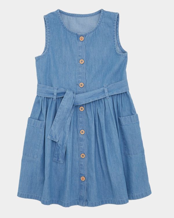 Dunnes Stores | Denim Girls Denim Button Dress (4-10 years)