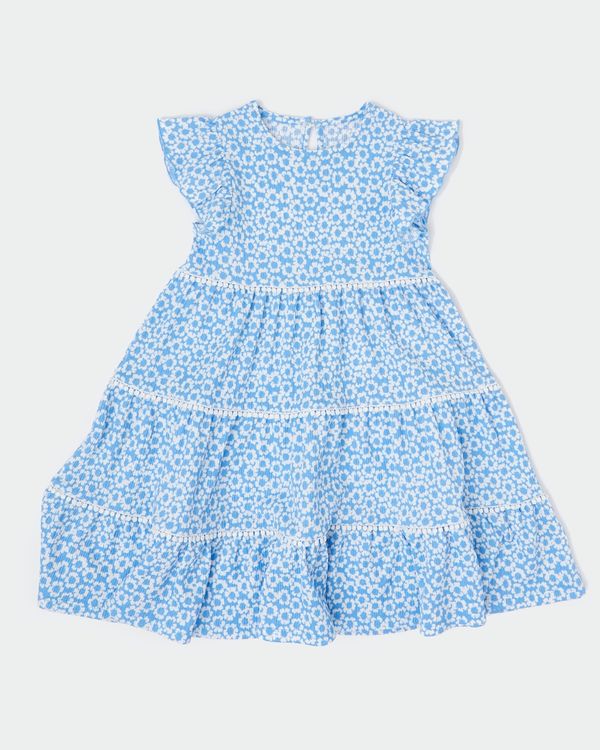 Dunnes Stores | Blue Floral Crinkle Dress (2 - 8 years)