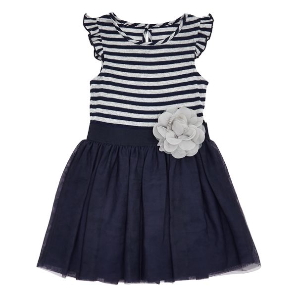 Younger Girls Striped Corsage Dress