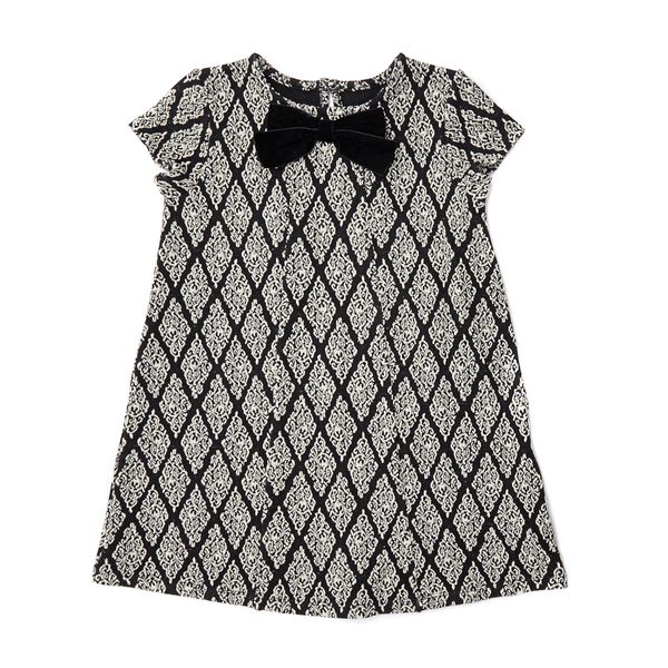 Dunnes Stores | Black Younger Girls Jacquard Dress With Bow