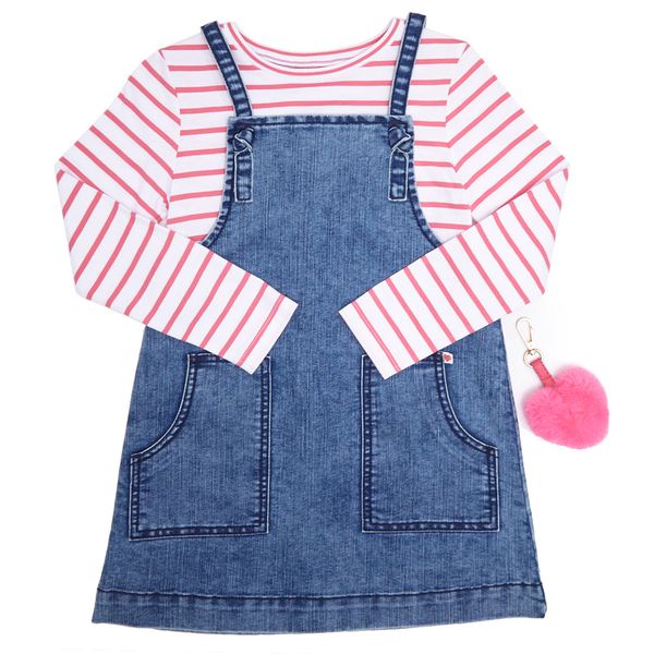 Younger Girls Denim Pinny With Key Charm