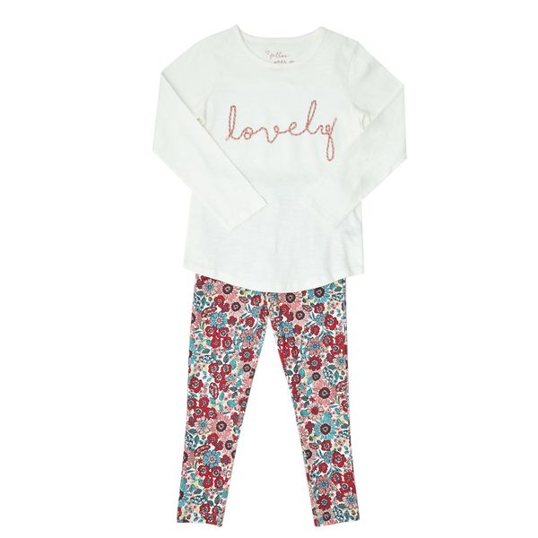 Younger Girls Graphic Top And Leggings Set