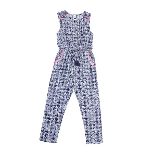 Younger Girls Printed Jumpsuit With Embroidery