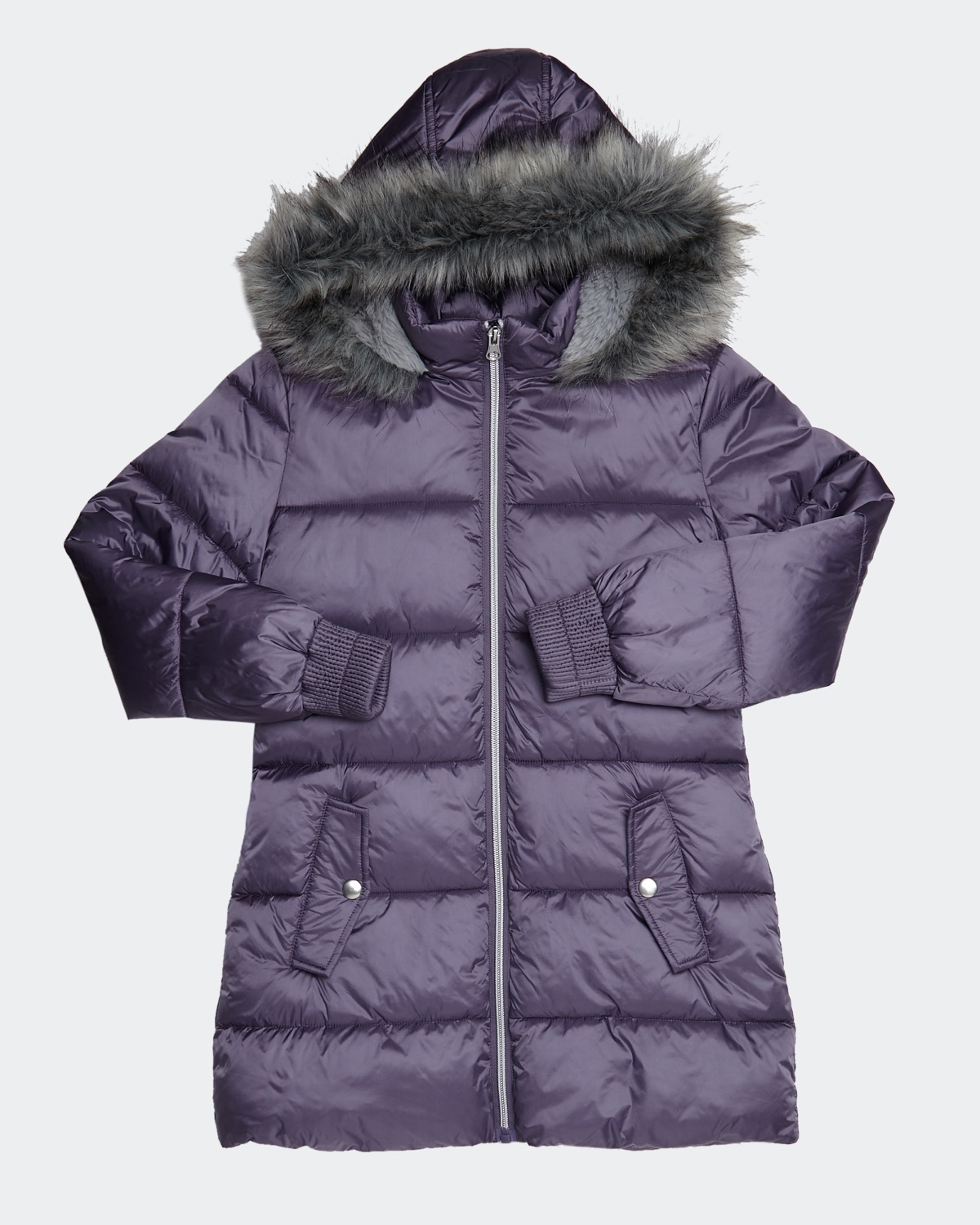 Dunnes Stores | Purple Girls Long Puffa Coat (4-14 years)