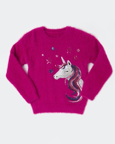 Girls Fluffy Embellished Jumper (2-8 years) thumbnail