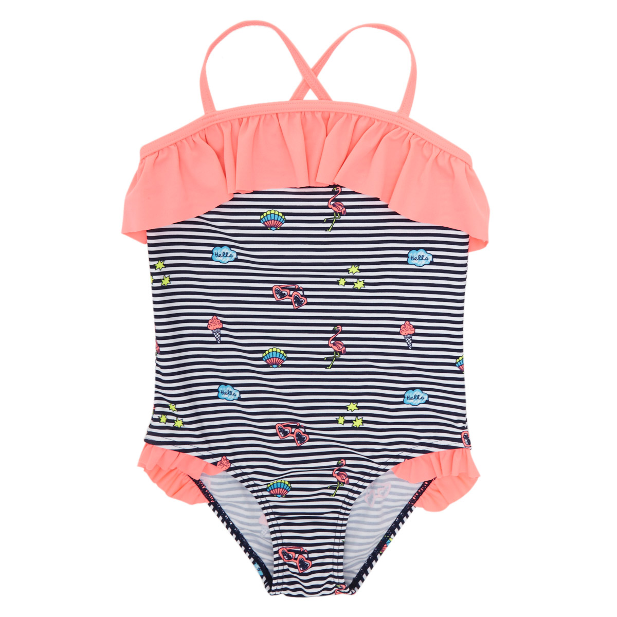 Dunnes Stores | Coral Younger Girls Frill Swimsuit