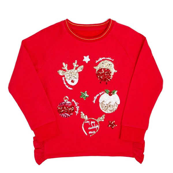 Younger Girls Christmas Sequin Sweatshirt