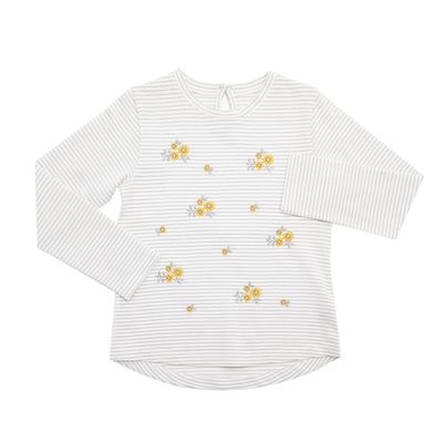 Younger Girls Striped Embroidered Top thumbnail