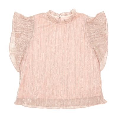Younger Girls Glitter Pleat Frill Sleeve Top thumbnail