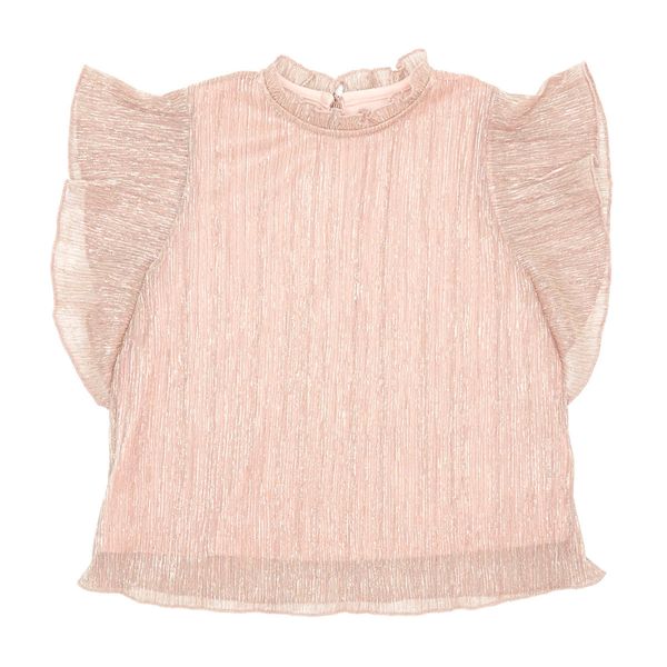 Younger Girls Glitter Pleat Frill Sleeve Top