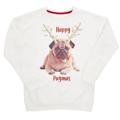 Older Girls Christmas Pug Sweater thumbnail