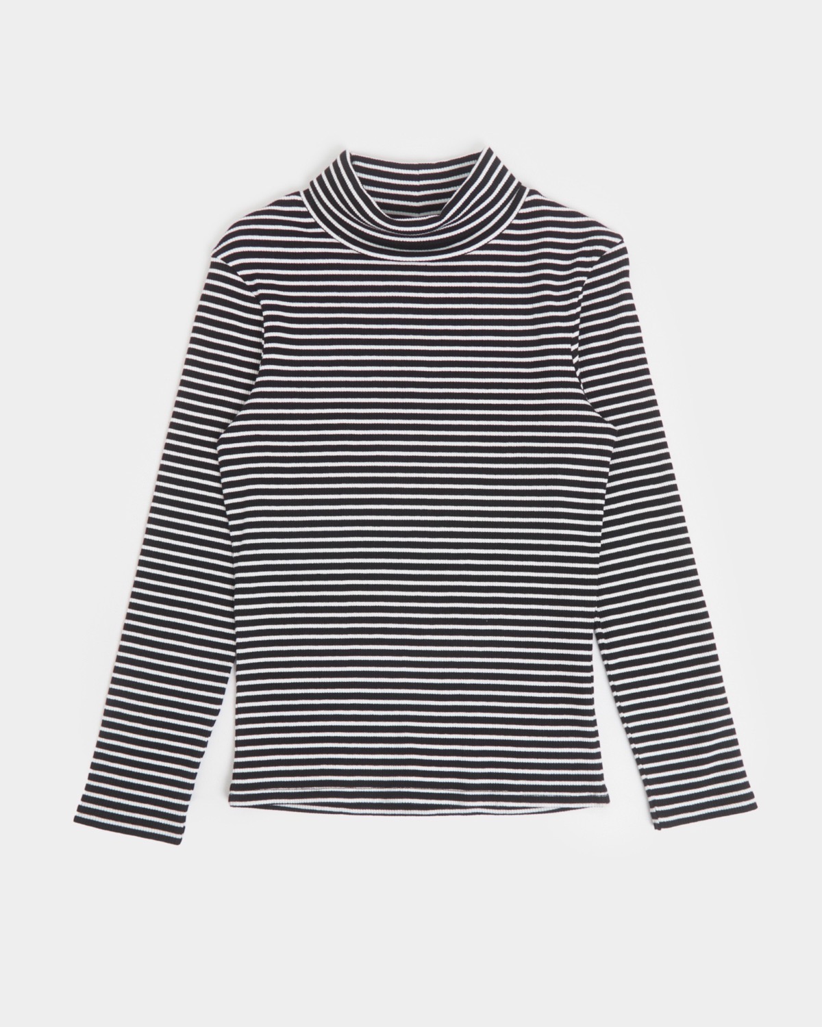 Dunnes Stores | Black Ribbed Stripe Polo Neck Jumper (7-14 years)