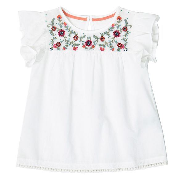 Younger Girls Embroidered Woven Front Top