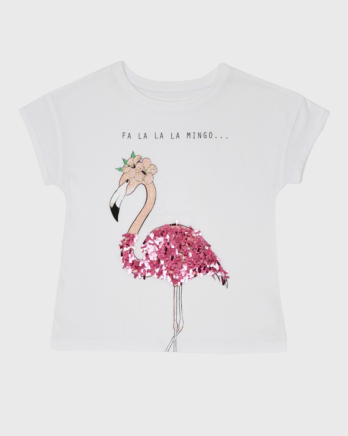 Dunnes Stores | White Girls Flamingo T-Shirt (4-10 years)