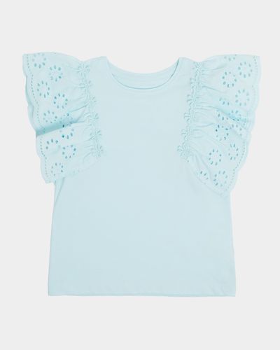 Girls Broderie Frill Top (2-8 years) thumbnail