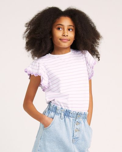 Broiderie Stripe Top (2-14 Years)