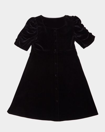 Velvet Button Dress (7-14 years)