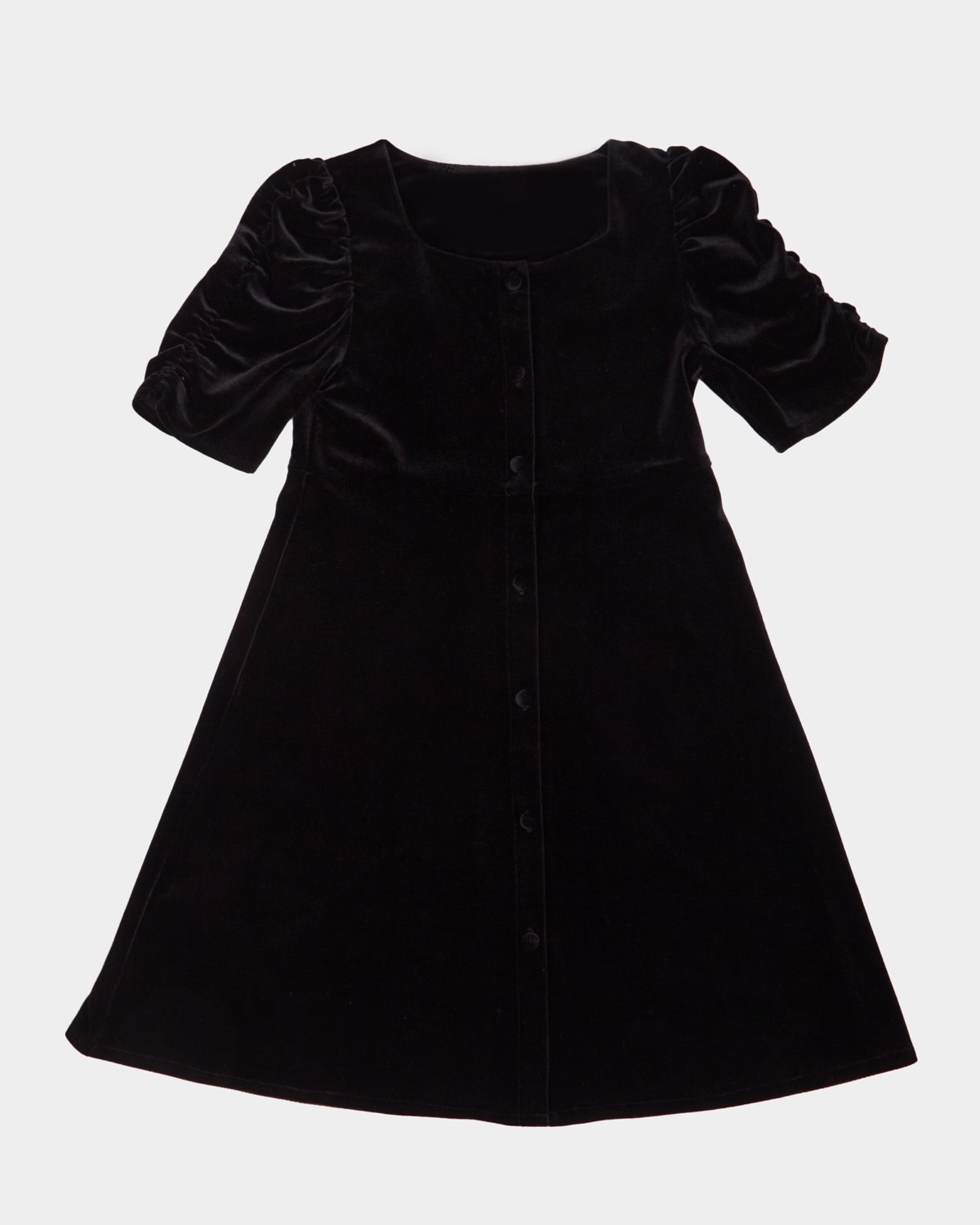 Dunnes Stores | Black Velvet Button Dress (7-14 years)