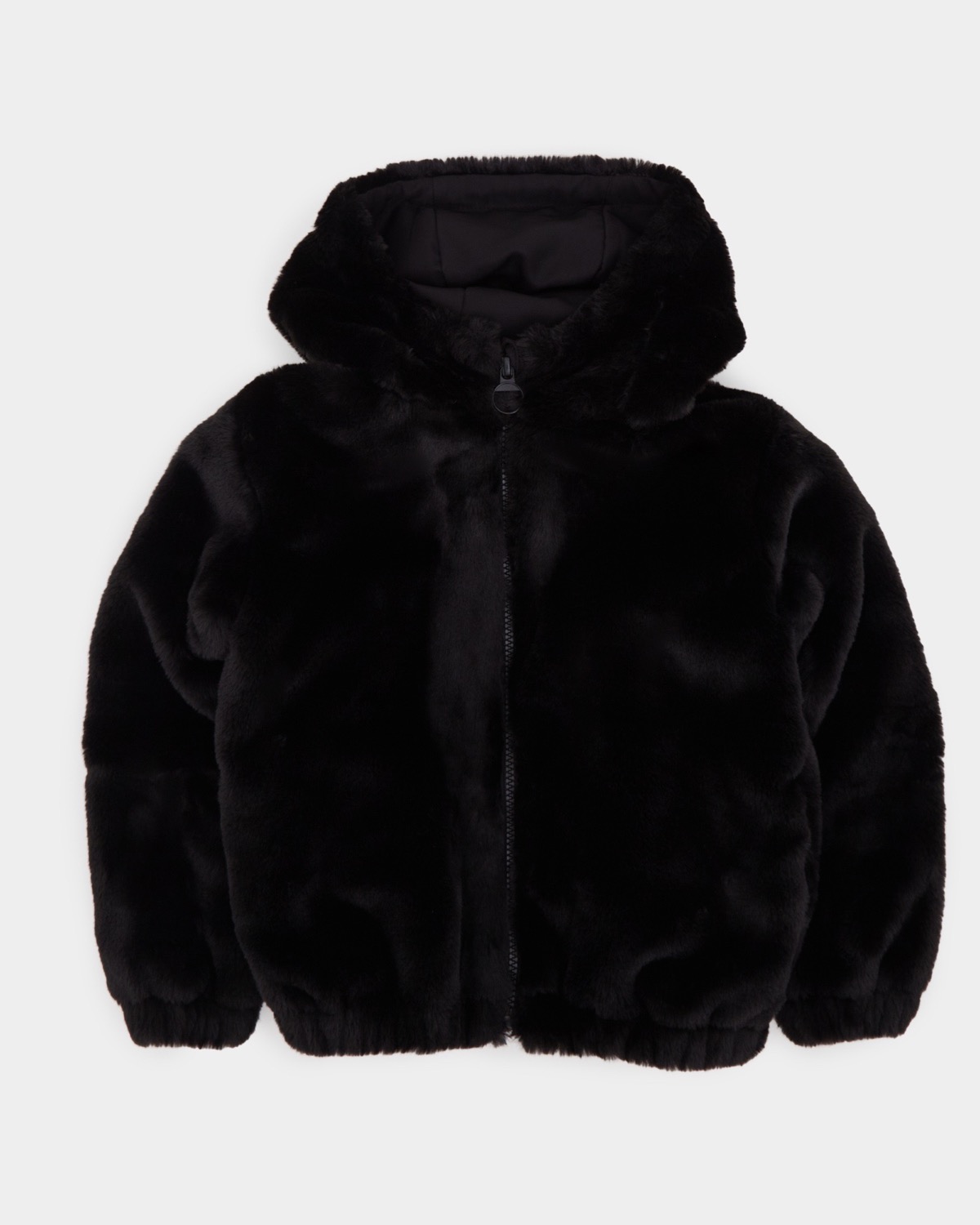 Dunnes Stores | Black Faux Fur Hooded Jacket (4-14 years)
