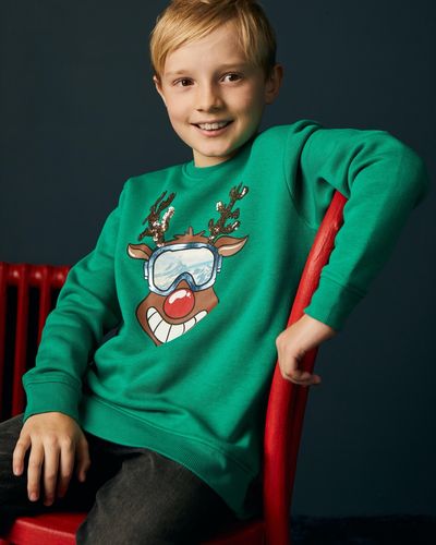 Reindeer Crew Neck Sweatshirt (3-14 Years) thumbnail
