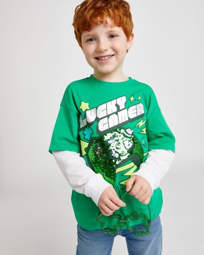 Long-Sleeved St Patrick's Day Gamer T-Shirt (3-14 Years)