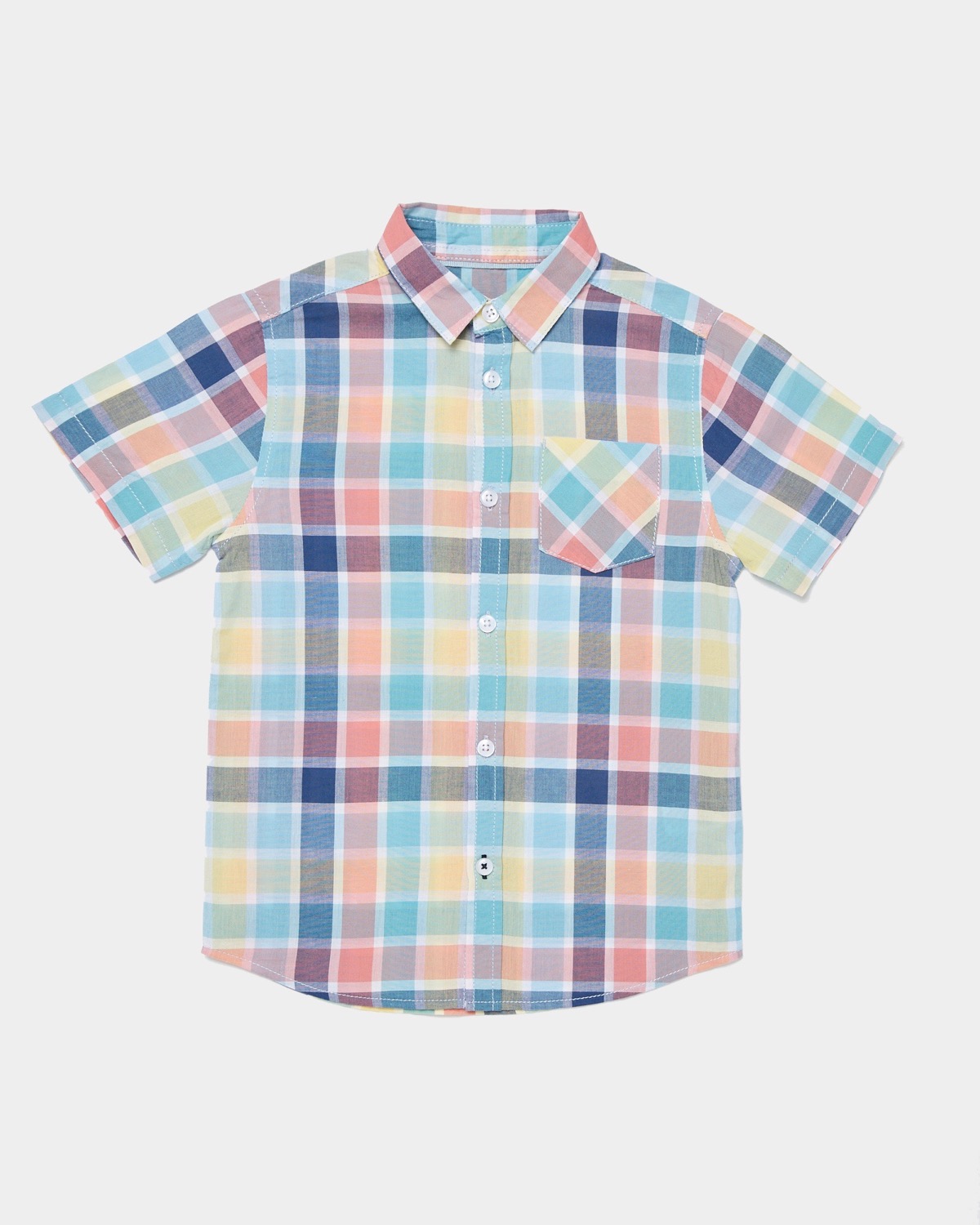 Dunnes Stores | Blue Boys Short-Sleeved Check Shirt (3-13 years)
