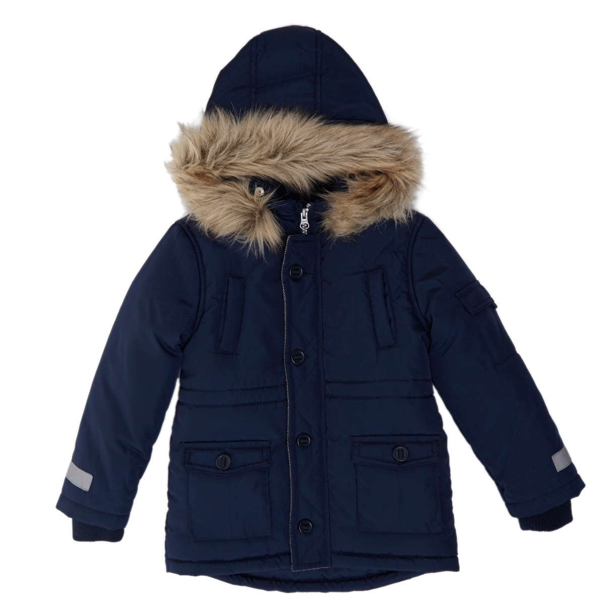 Dunnes Stores | Navy Younger Boys Fur Hood Jacket