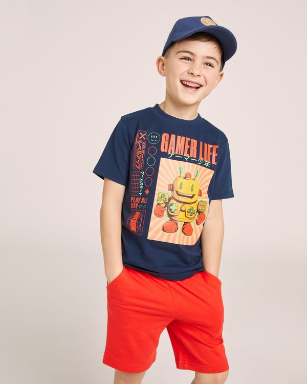 Dunnes Stores | Navy Printed T-Shirt (2-14 years)