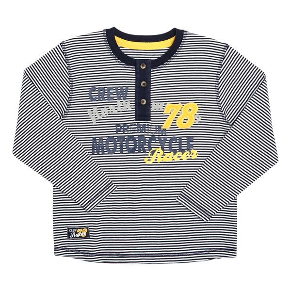 Younger Boys Striped Top With Applique Detail