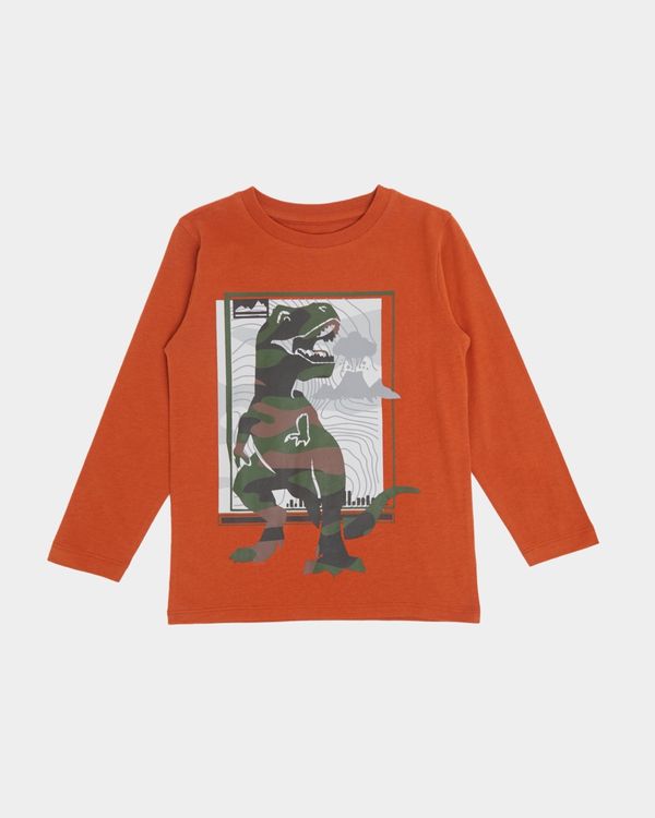 Dunnes Stores | Rust Long-Sleeved Print Top (2-14 years)