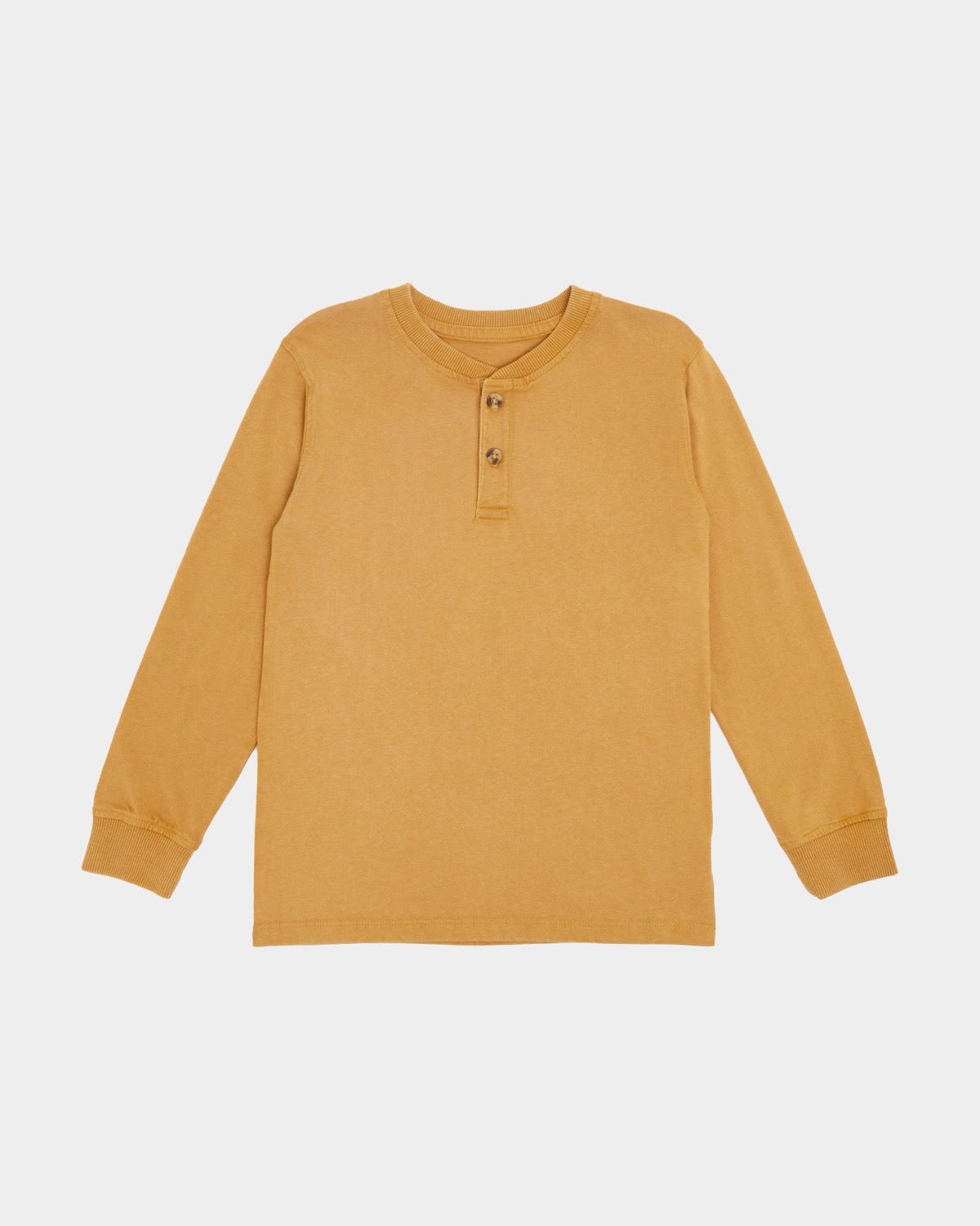 Dunnes Stores | Ochre Pure Cotton Long-Sleeved Henley Shirt (3-14 Years)