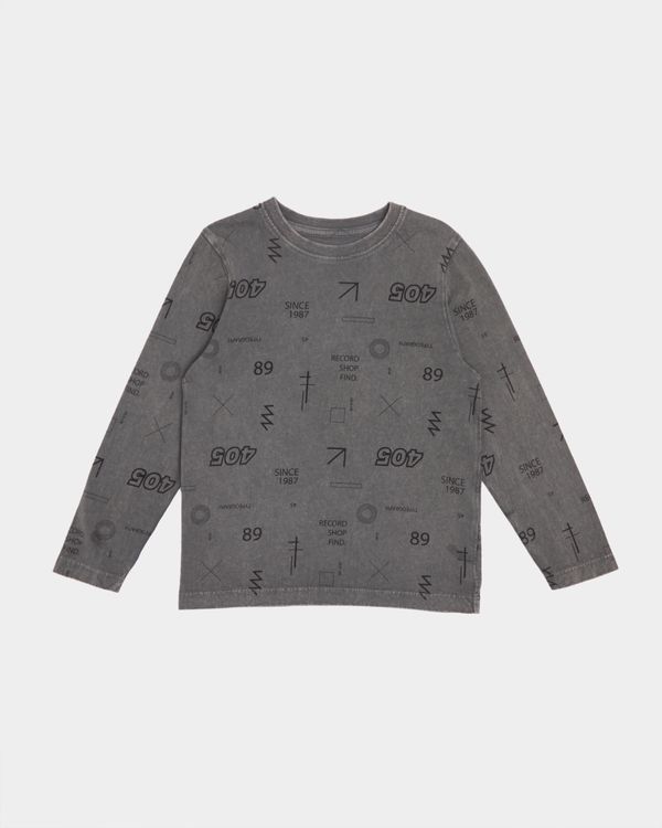 Dunnes Stores | Darkgrey Acid Wash Long-Sleeved Top (4-14 Years)