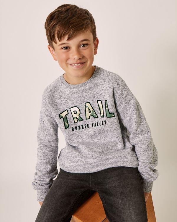 Dunnes Stores | Grey Crew Neck Grindle Long-Sleeved Top (3-14 years)